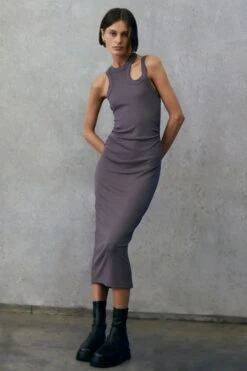 MISHA URBAN - CRUZ RIB DRESS (Slate)