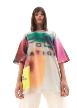 PE NATION - IMMERSION TEE IN BLUR MULTI PRINT