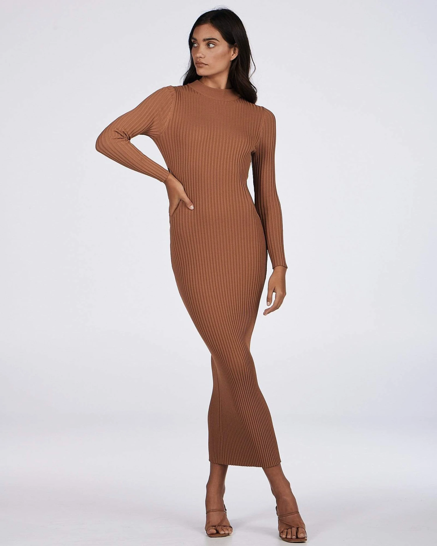 CHARLIE HOLIDAY - Violet Midi Dress (Chocolate) 2 CHARLIE HOLIDAY - Violet Midi Dress (Chocolate) - Image 2