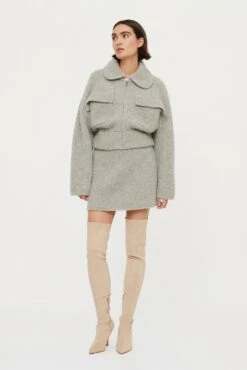 CLEA - Hugo Boucle Bomber (Grey) -Faithfull The Brand || Carver™ || One Teaspoon Shop elysian collective clea hugo bomber grey 3