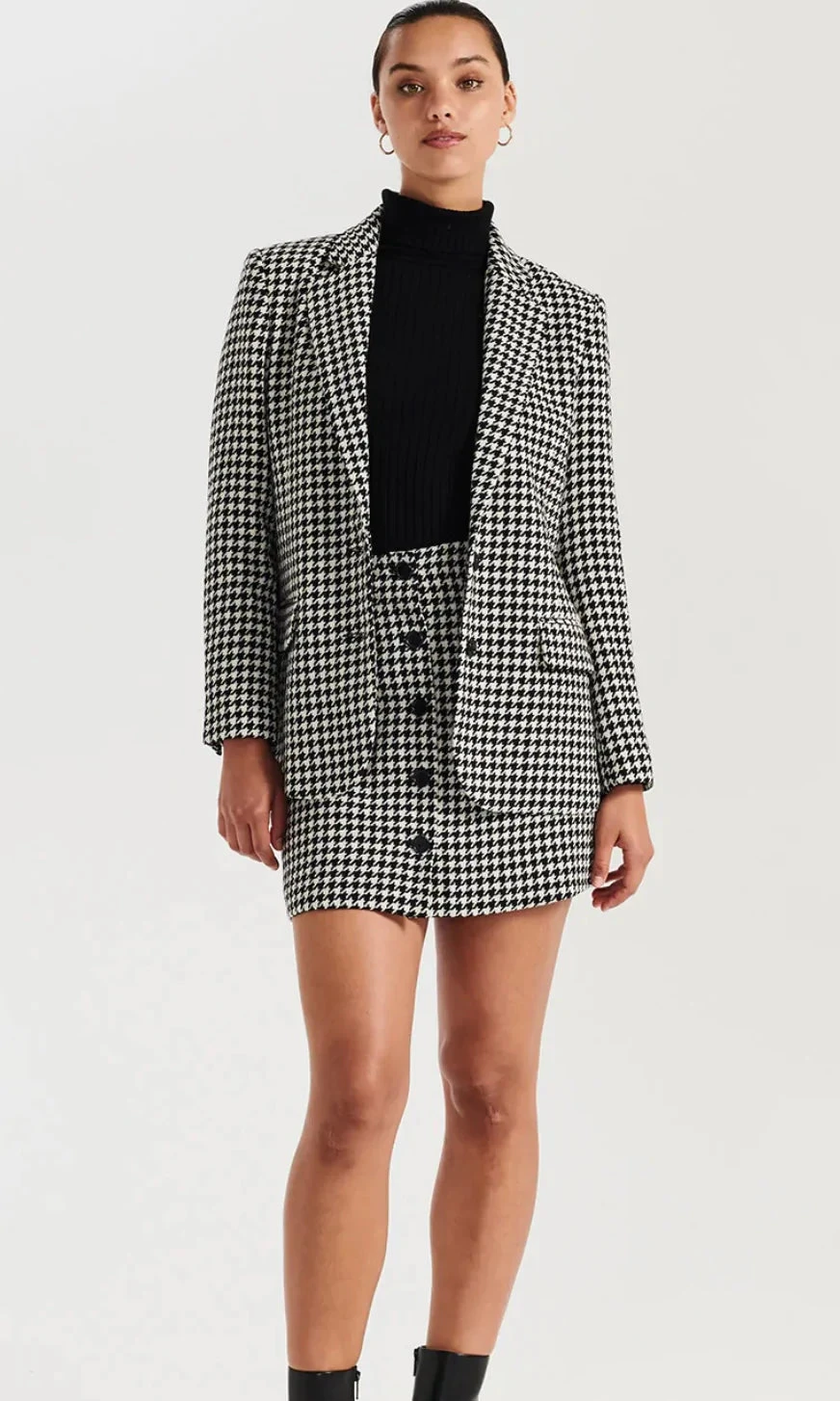 ENA PELLY - Bella Woven Blazer (Houndstooth) 2 ENA PELLY - Bella Woven Blazer (Houndstooth) - Image 2