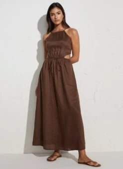 FAITHFULL THE BRAND - La Piedra Maxi Dress (Plain Chocolate)