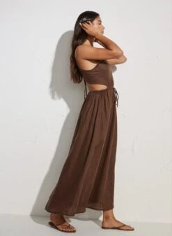 FAITHFULL THE BRAND - La Piedra Maxi Dress (Plain Chocolate) -Faithfull The Brand || Carver™ || One Teaspoon Shop elysian collective faithfull the brand la piedra maxi dress chocolate 4