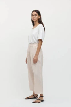 FRIEND OF AUDREY - Émilion 7/8 Linen Trouser (Bone) -Faithfull The Brand || Carver™ || One Teaspoon Shop elysian collective friend of audrey emillon linen trouser bone 3