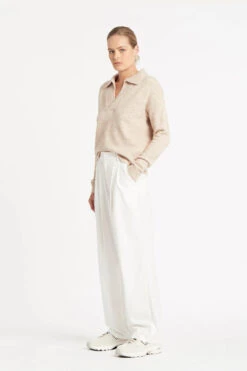 FRIEND OF AUDREY - Greta Polo Knit Top (Oatmeal) -Faithfull The Brand || Carver™ || One Teaspoon Shop elysian collective friend of audrey greta polo knit oatmeal 3