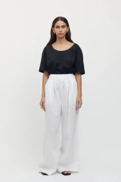 FRIEND OF AUDREY - Sète Linen Elastic Waist Pant (White)