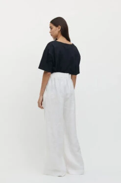 FRIEND OF AUDREY - Sète Linen Elastic Waist Pant (White) -Faithfull The Brand || Carver™ || One Teaspoon Shop elysian collective friend of audrey sete linen elastic waist pant white 3