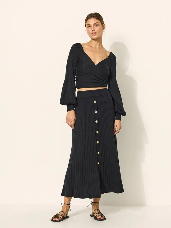KIVARI - Asher Knit Wrap Top (Black) 1 KIVARI - Asher Knit Wrap Top (Black)