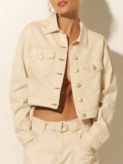 KIVARI - Celine Denim Jacket (Cream) 9 KIVARI - Celine Denim Jacket (Cream) -Faithfull The Brand || Carver™ || One Teaspoon Shop elysian collective kivari celine denim jacket cream 4