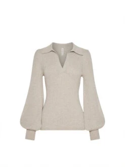 KIVARI - Giselle Collared Knit (Wheat)