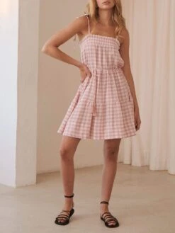 KIVARI - Stevie Tiered Mini Dress (Check) -Faithfull The Brand || Carver™ || One Teaspoon Shop elysian collective kivari stevie tiered mini dress 3