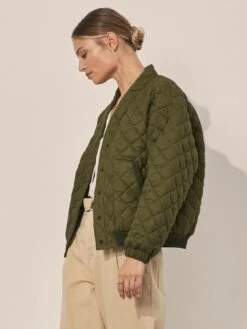 KIVARI - Vida Quilted Jacket (Khaki) -Faithfull The Brand || Carver™ || One Teaspoon Shop elysian collective kivari vida bomber jacket khaki 4