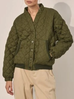 KIVARI - Vida Quilted Jacket (Khaki) -Faithfull The Brand || Carver™ || One Teaspoon Shop elysian collective kivari vida bomber jacket khaki 5