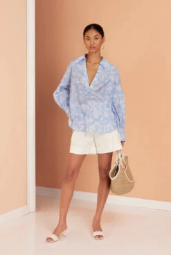 MAGALI PASCAL - Lola Shirt (Casablanca Sky) -Faithfull The Brand || Carver™ || One Teaspoon Shop elysian collective magali pascal lola shirt casablanca sky 2