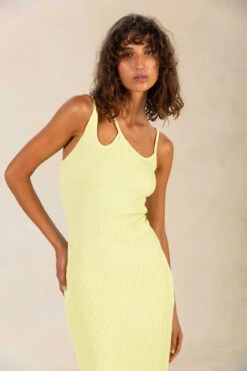MISHA - Doris Rib Midi Dress (Lime Punch) -Faithfull The Brand || Carver™ || One Teaspoon Shop elysian collective misha doris rib midi dress lime punch 3