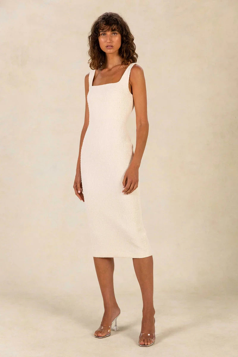 MISHA - Jolande Bubble Bonded Crepe Midi Dress (Cloud) 1 MISHA - Jolande Bubble Bonded Crepe Midi Dress (Cloud)