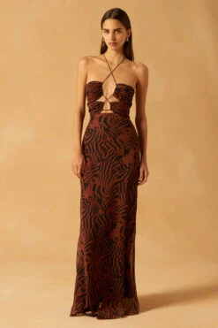 MISHA - Lynette Georgette Maxi Dress (Mosaic Zebra)