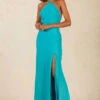 MISHA - Posey Satin Maxi Dress (Capri Blue)