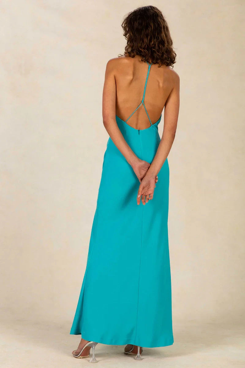 MISHA - Posey Satin Maxi Dress (Capri Blue) 2 MISHA - Posey Satin Maxi Dress (Capri Blue) - Image 2