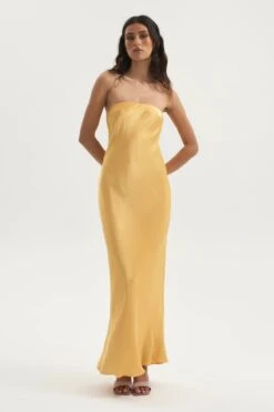 OWNLEY - Augustine Bias Strapless Dress (Honey Pot)