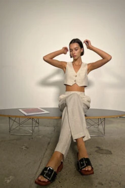 OWNLEY - Rosanna Pant (Sandstone) -Faithfull The Brand || Carver™ || One Teaspoon Shop elysian collective ownley rosanna pant sandstone 2