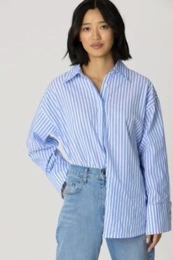 RAEF THE LABEL - Luna Shirt (Blue / White Stripe)