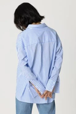 RAEF THE LABEL - Luna Shirt (Blue / White Stripe) -Faithfull The Brand || Carver™ || One Teaspoon Shop elysian collective raef the label luna shirt blue white stripe 3