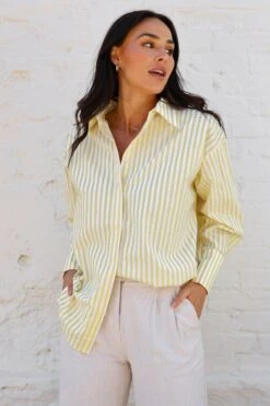 RAEF THE LABEL - Luna Shirt (Yellow / White Stripe)