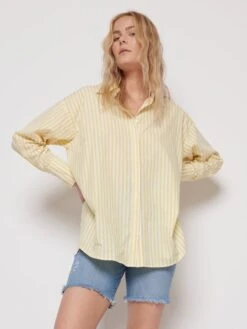 RAEF THE LABEL - Luna Shirt (Yellow / White Stripe) -Faithfull The Brand || Carver™ || One Teaspoon Shop elysian collective raef the label luna shirt butter white stripe 3
