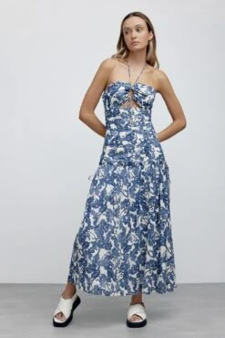 SIGNIFICANT OTHER - Scarlett Midi Dress (Indigo Stencil Floral)