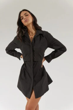 SOVERE / STUDIO - Capture Corset Shirt Dress (Noir)