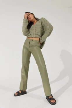 SOVERE / STUDIO - Influence Leatherette Pants -Faithfull The Brand || Carver™ || One Teaspoon Shop elysian collective sovere studio influence leatherette pants green tea 3