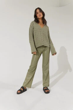 SOVERE / STUDIO - Shadow Knit Sweater -Faithfull The Brand || Carver™ || One Teaspoon Shop elysian collective sovere studio shadow knit sweater green tea 2