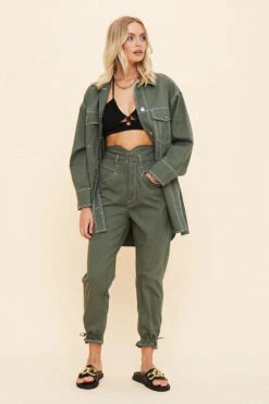 SUBOO - Abbie High Waisted Panel Pants (Olive) FINAL SALE