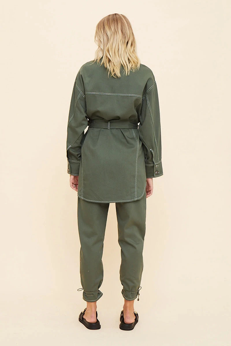 SUBOO - Abbie High Waisted Panel Pants (Olive) FINAL SALE 3 SUBOO - Abbie High Waisted Panel Pants (Olive) FINAL SALE - Image 3