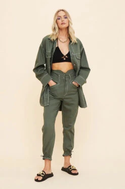 SUBOO - Abbie Long Sleeve Panelled Jacket (Olive) 6 SUBOO - Abbie Long Sleeve Panelled Jacket (Olive) -Faithfull The Brand || Carver™ || One Teaspoon Shop elysian collective suboo abbie oversize long sleeve panelled jacket olive 3