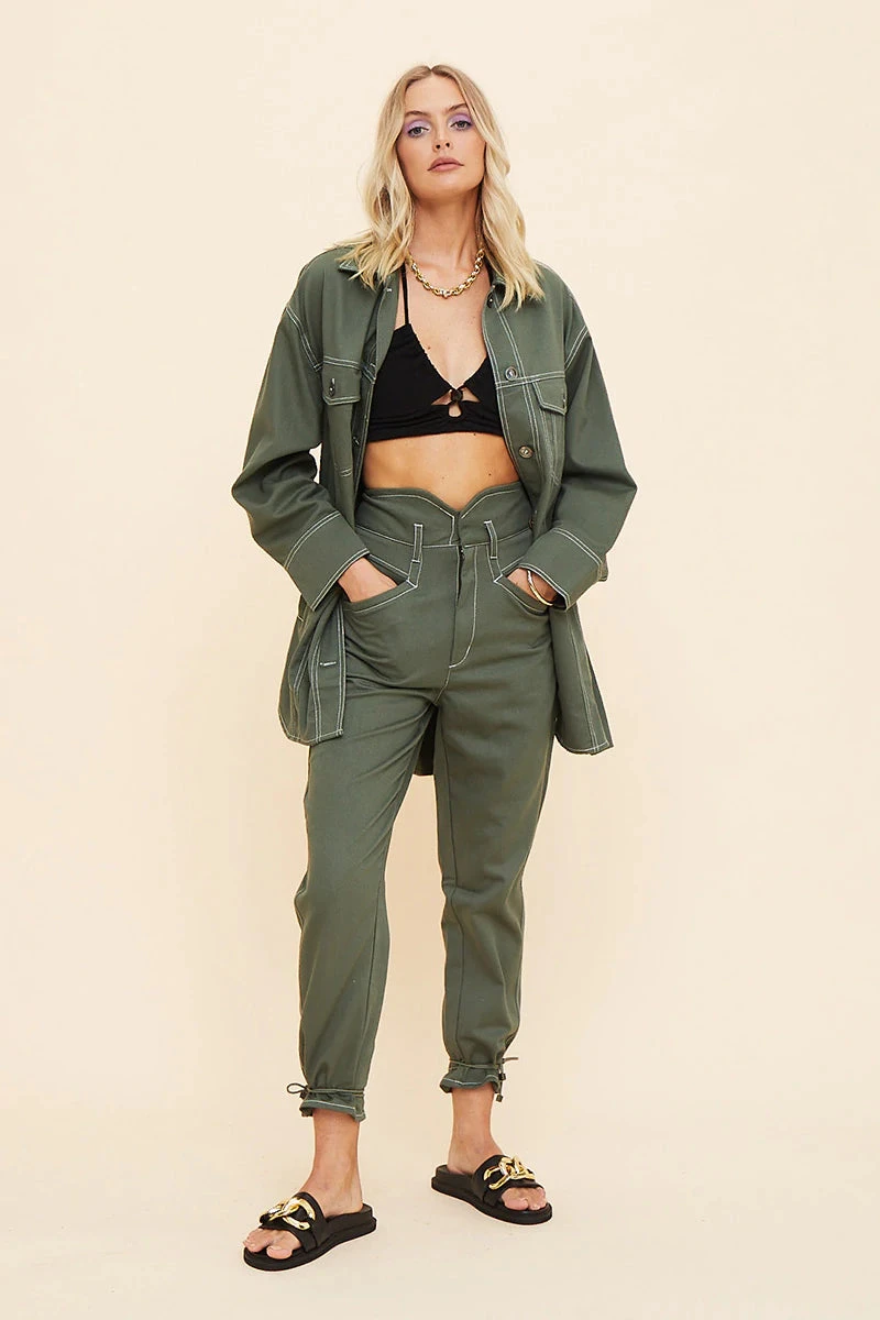 SUBOO - Abbie Long Sleeve Panelled Jacket (Olive) 3 SUBOO - Abbie Long Sleeve Panelled Jacket (Olive) - Image 3