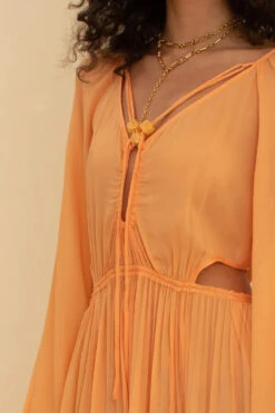 SUBOO - AURA LONG SLEEVE CUT OUT MIDI DRESS (MELON) -Faithfull The Brand || Carver™ || One Teaspoon Shop elysian collective suboo aura long sleeve cutout midi dress melon 4