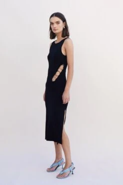 SUBOO - Dylan Ring Side Knit Midi Dress (Black) -Faithfull The Brand || Carver™ || One Teaspoon Shop elysian collective suboo dylan ring side knit midi dress black 4