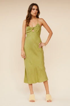 SUBOO - Georgia Twist Front Slip Dress (Moss) -Faithfull The Brand || Carver™ || One Teaspoon Shop elysian collective suboo georgia twist front slip dress moss 1