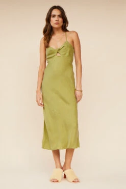 SUBOO - Georgia Twist Front Slip Dress (Moss) -Faithfull The Brand || Carver™ || One Teaspoon Shop elysian collective suboo georgia twist front slip dress moss 2
