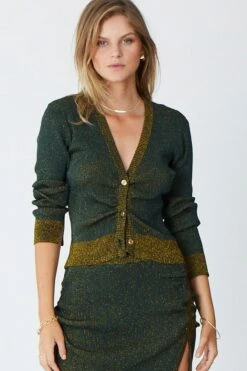 SUBOO - Leah Knit Gathered Cardigan (Olive)