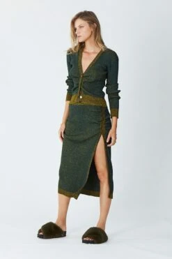 SUBOO - Leah Knit Gathered Cardigan (Olive) -Faithfull The Brand || Carver™ || One Teaspoon Shop elysian collective suboo leah knit cardigan olive 3