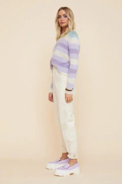 SUBOO - Leandra Low V Back Oversized Knit (Lilac Ombre) -Faithfull The Brand || Carver™ || One Teaspoon Shop elysian collective suboo leandra low v back oversized knit lilac ombre 4