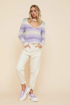 SUBOO - Leandra Low V Back Oversized Knit (Lilac Ombre) -Faithfull The Brand || Carver™ || One Teaspoon Shop elysian collective suboo leandra low v back oversized knit lilac ombre 5