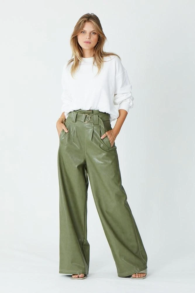 SUBOO - Nicole Vegan Leather Pant (Olive) 1 SUBOO - Nicole Vegan Leather Pant (Olive)