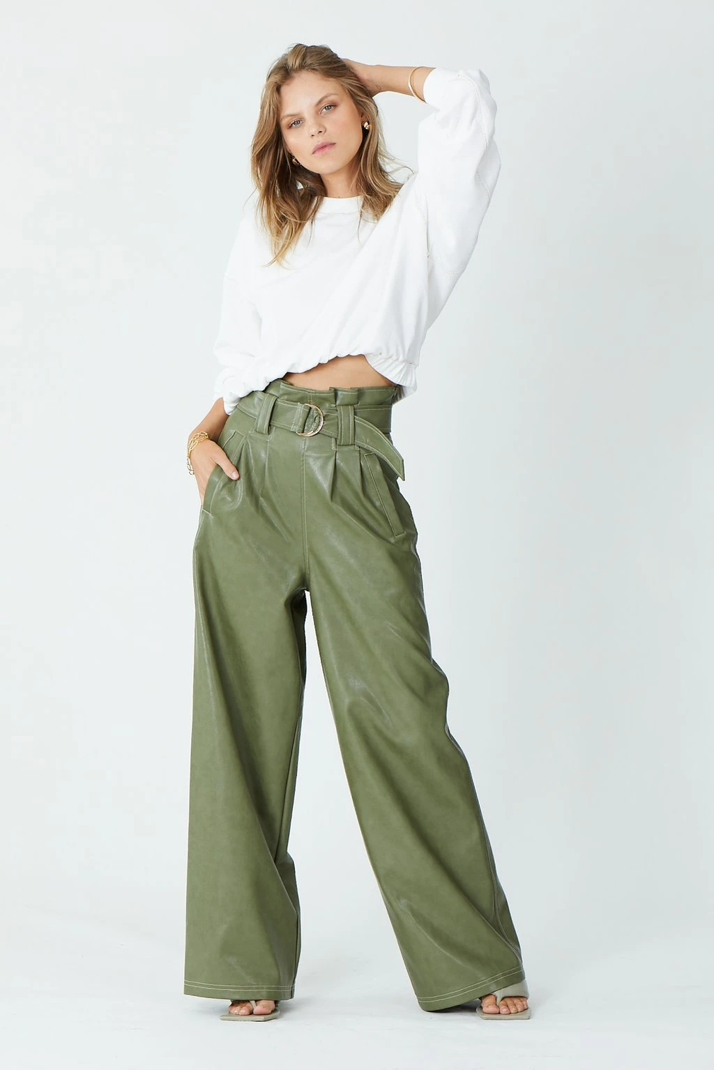SUBOO - Nicole Vegan Leather Pant (Olive) 2 SUBOO - Nicole Vegan Leather Pant (Olive) - Image 2
