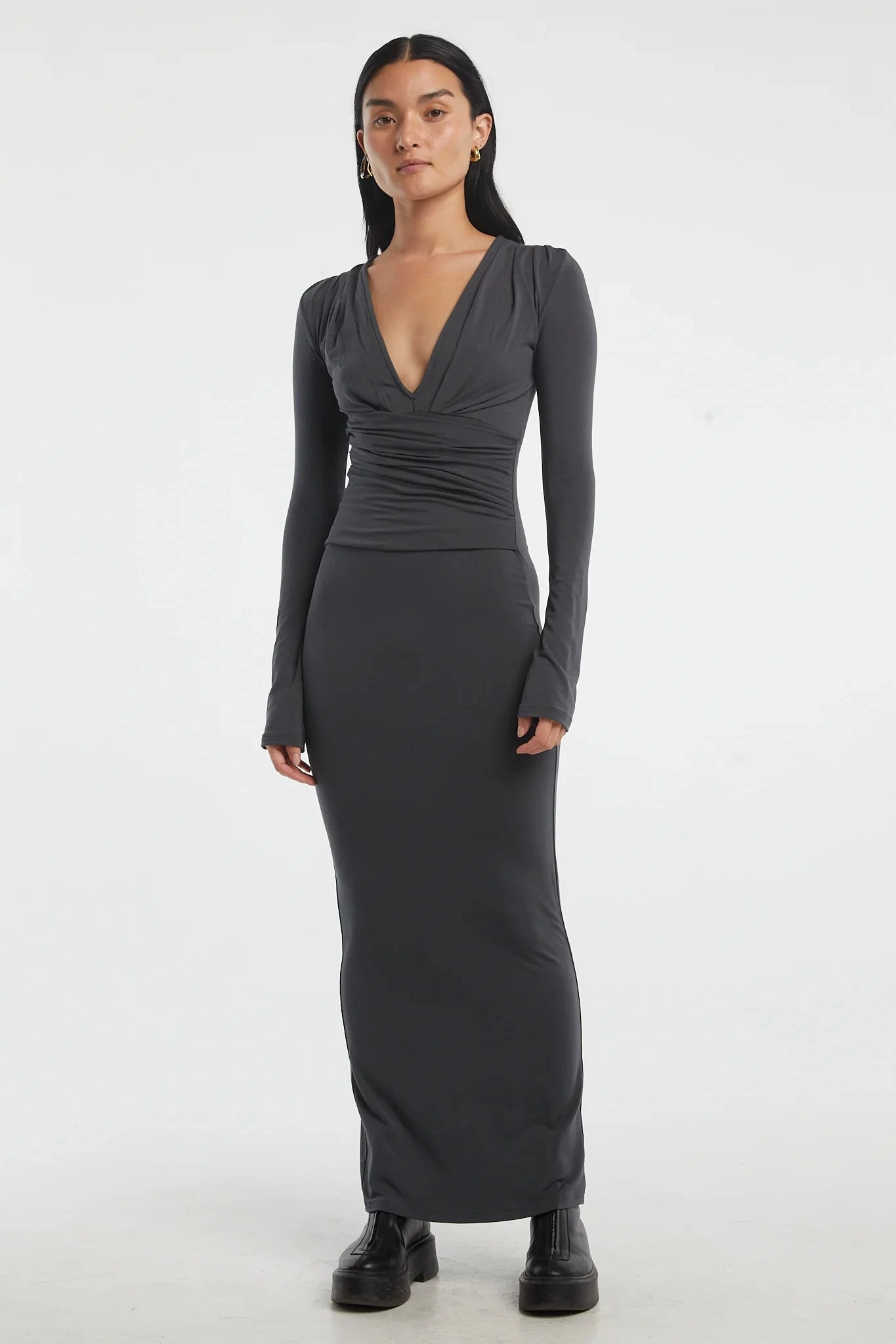 THE LINE BY K - Calli Dress (Deep Grey) 1 THE LINE BY K - Calli Dress (Deep Grey)