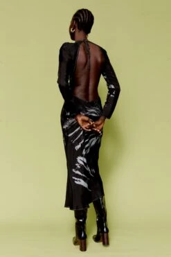 THIRD FORM - TWIST THROUGH BIAS TIE BACK MIDI (BLACK TIE DYE) 14 THIRD FORM - TWIST THROUGH BIAS TIE BACK MIDI (BLACK TIE DYE) -Faithfull The Brand || Carver™ || One Teaspoon Shop elysian collective third form twist through bias tie back midi dress black tie dye 8