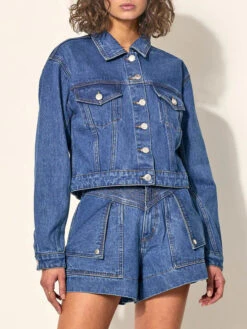 KIVARI - CELINE DENIM JACKET (MID BLUE) 8 KIVARI - CELINE DENIM JACKET (MID BLUE) -Faithfull The Brand || Carver™ || One Teaspoon Shop elysian collective kivari celine denim jacket mid blue 2